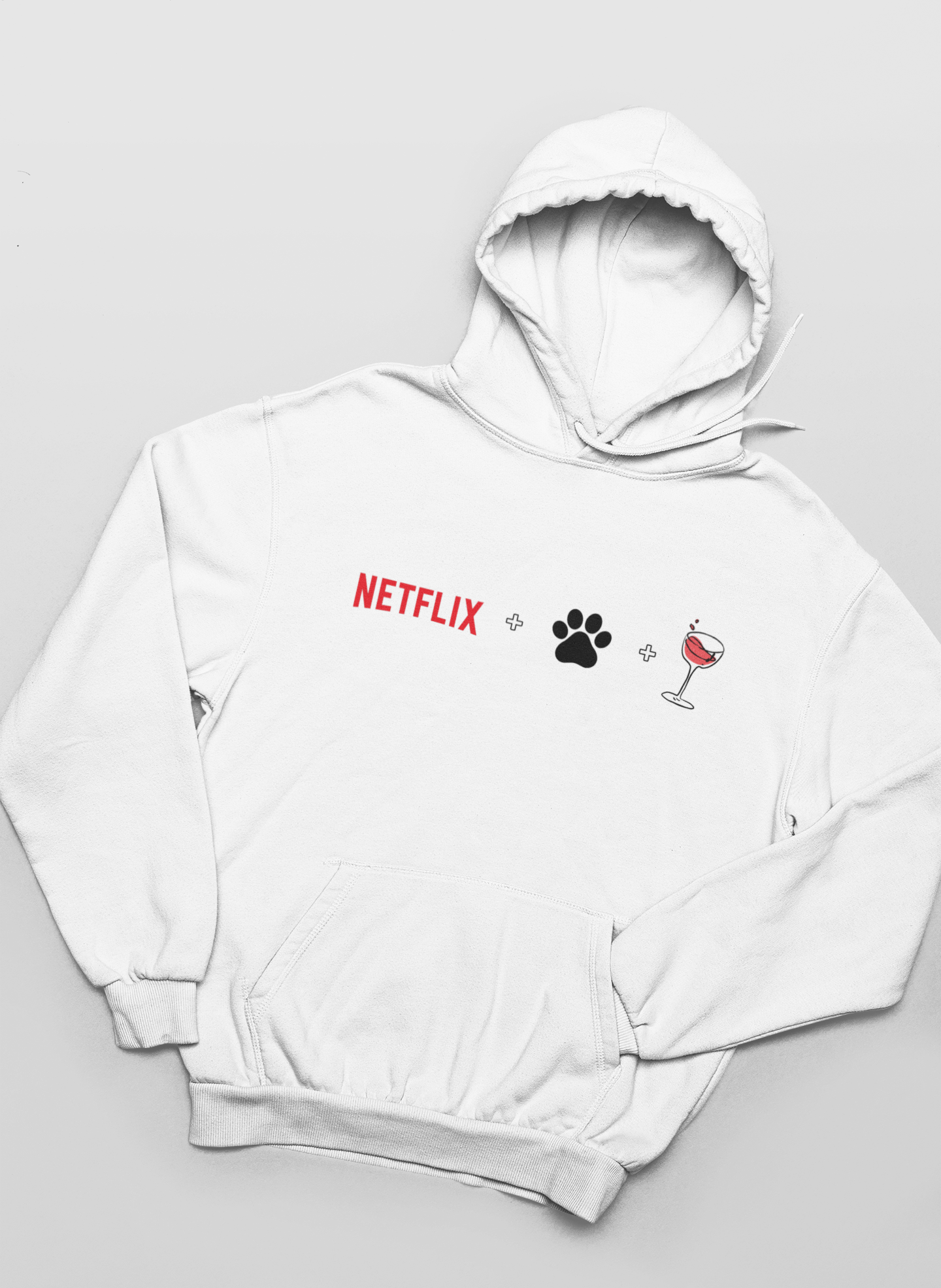 Hoodie Netflix + 🐾 + 🍷