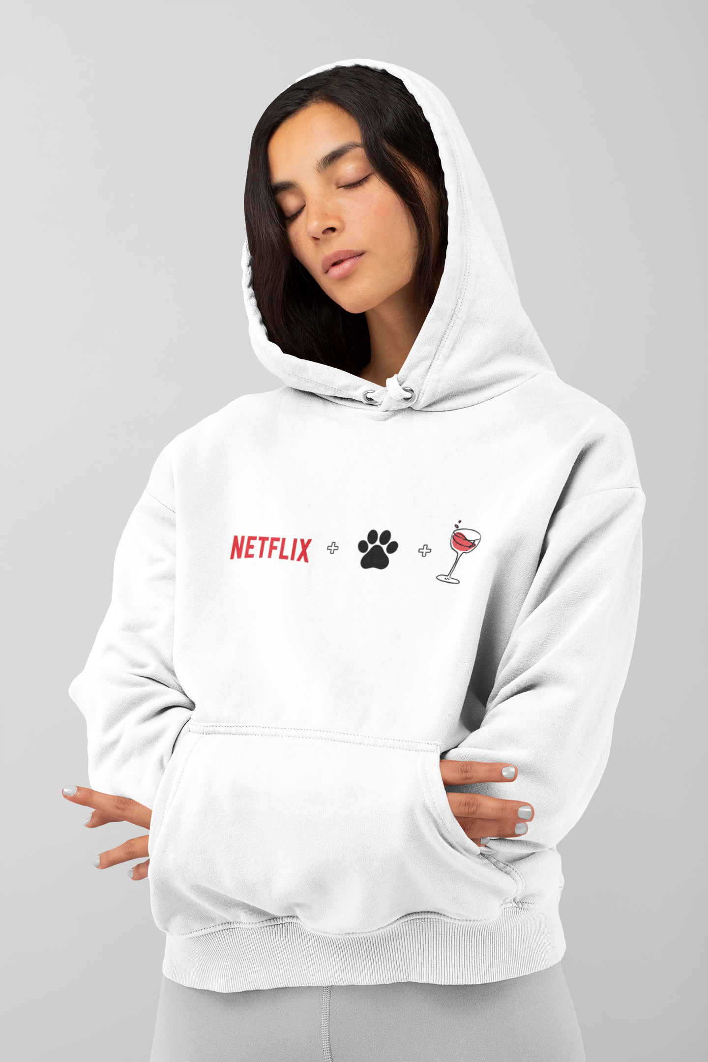 Hoodie Netflix + 🐾 + 🍷